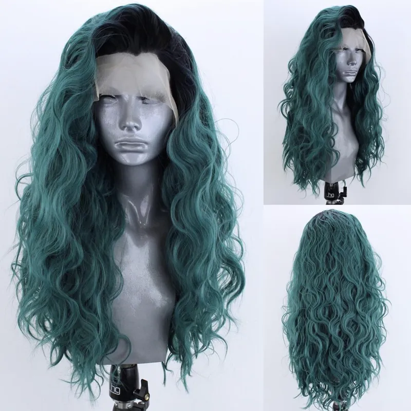 Green Synthetic Lace Front Natural Wave Wigs f - Supreme Lush Hair
