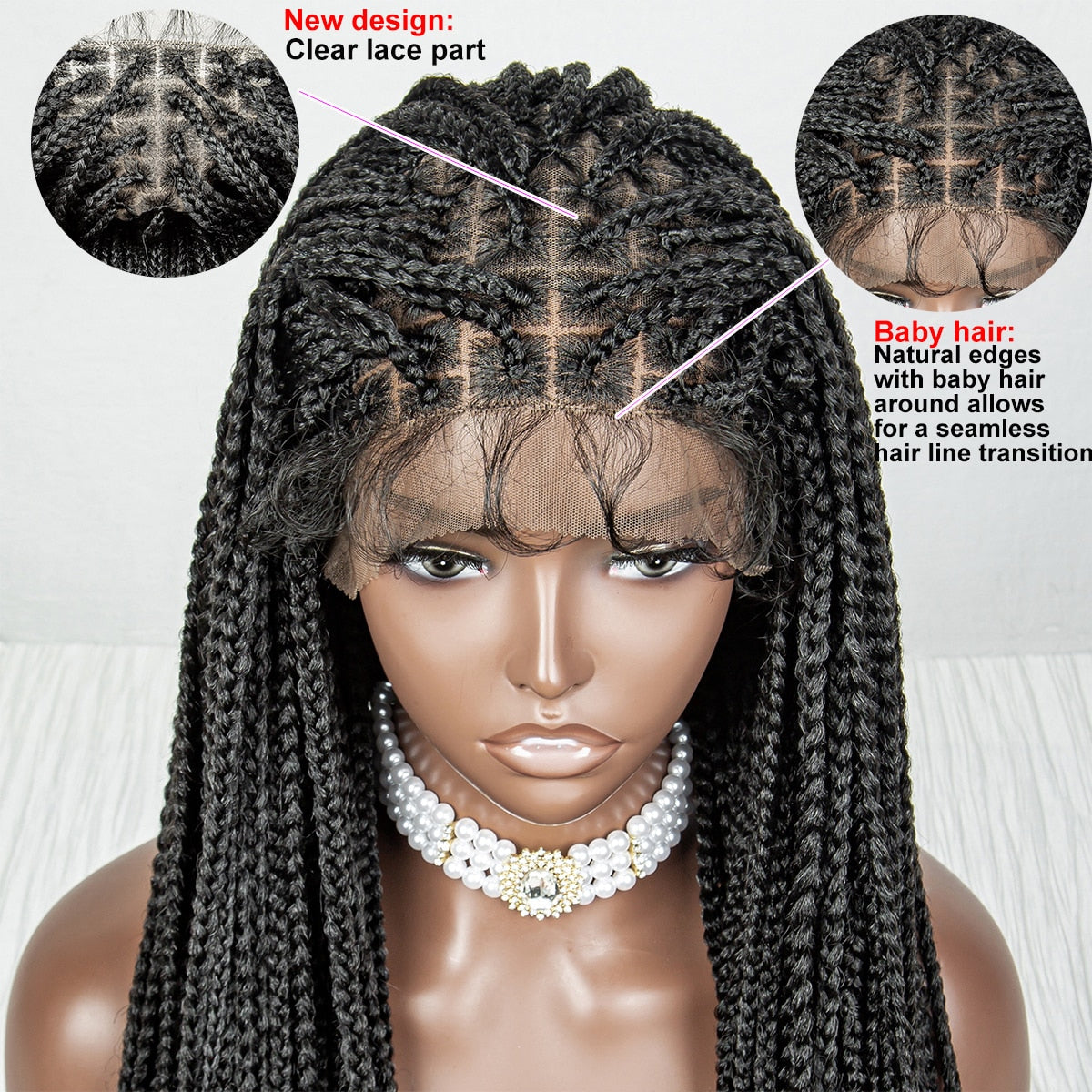 36 Inches Lace Front Long Braided Wig - Supreme Lush Hair