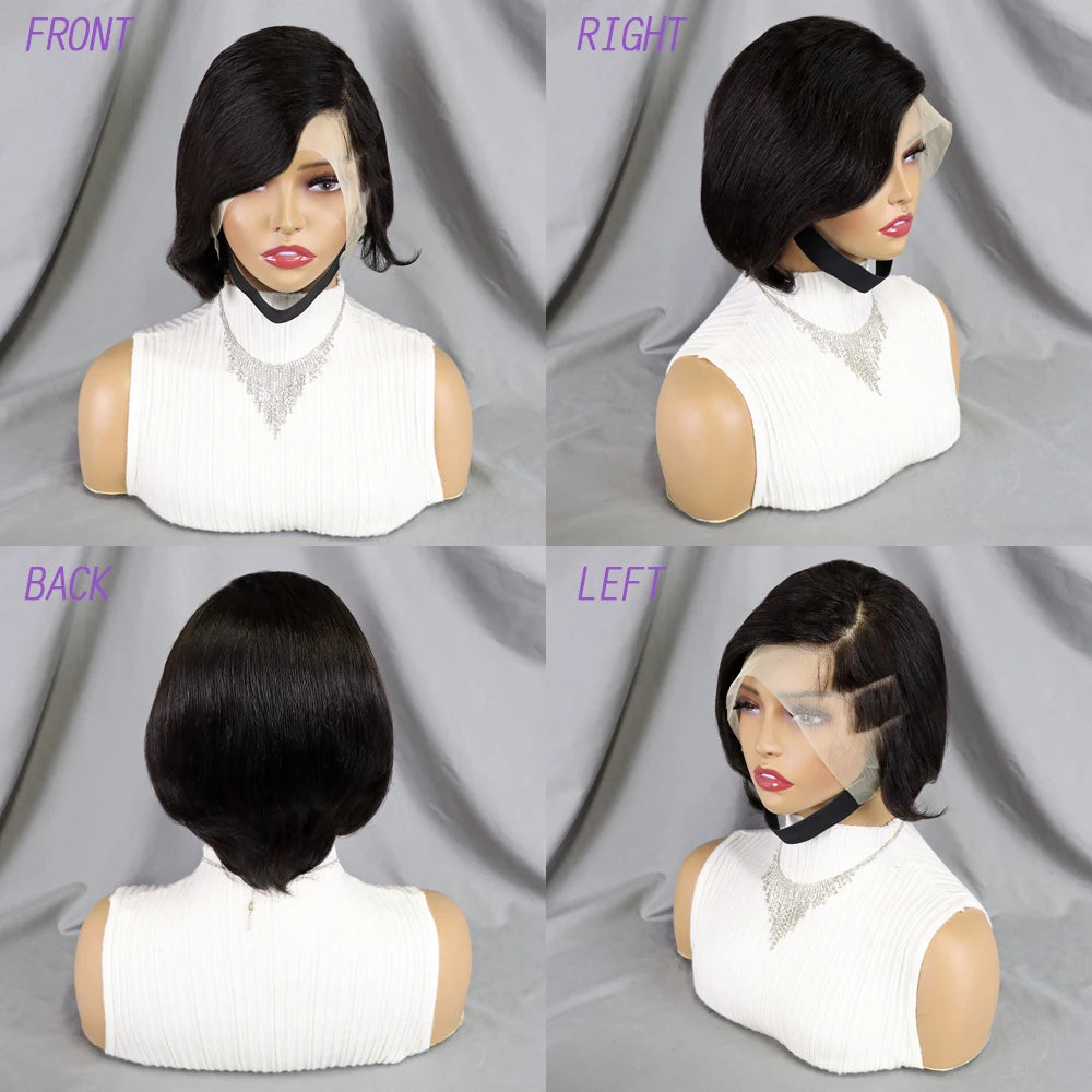 Pixie Curly 100% Human Hair Wig 13x4 Short Bob
