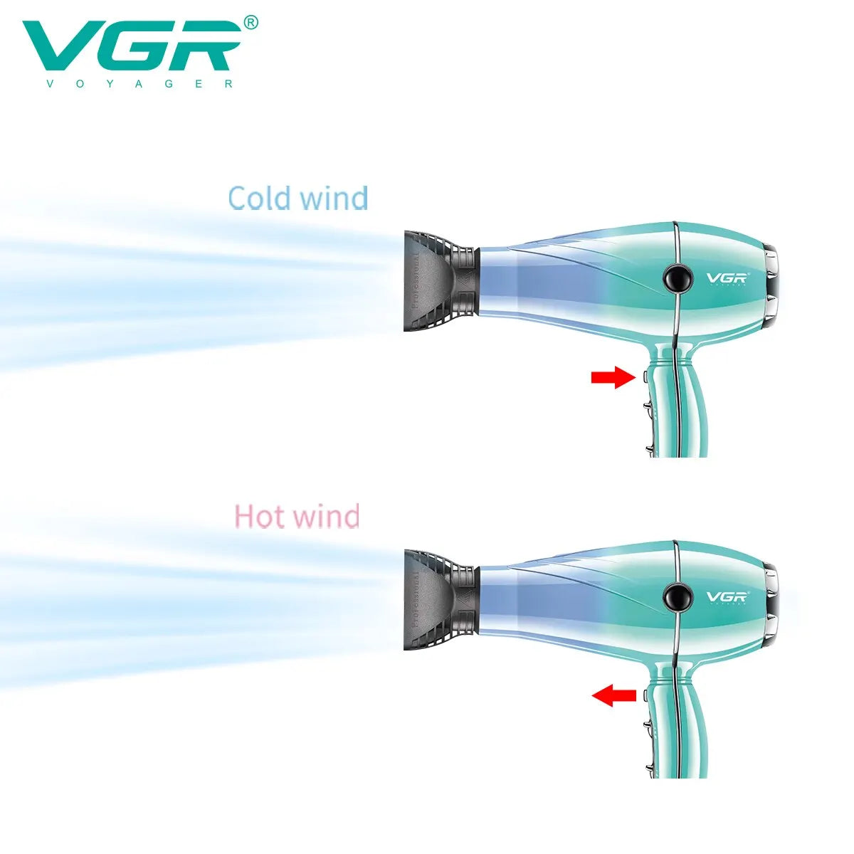 VGR Professional Hair Dryer 2400W High Power Overheating Protection Strong Wind Drying Hair Care Styling Tool V-452