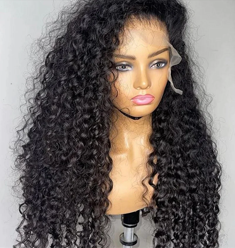 Kinky Curly Pre plucked 180%Density Glueless Deep Lace Front Wig