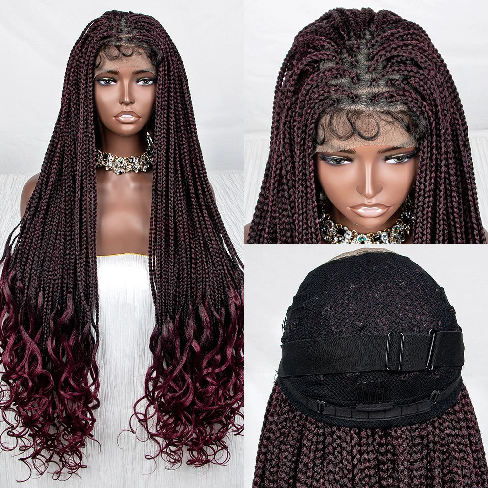Water Wave Braided Synthetic Lace Front Wig with Baby Hair - Supreme Lush Hair