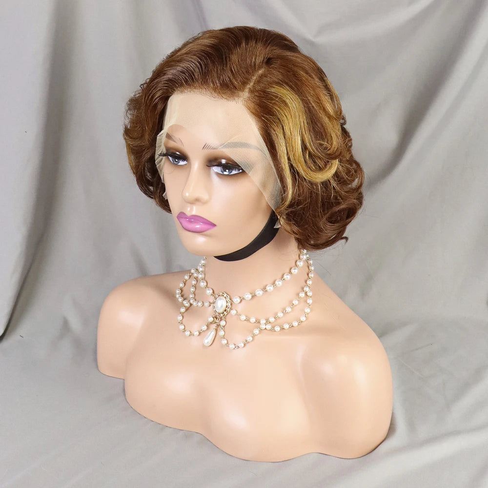 Pixie Cut Wig Short Bob Human Hair Transparent Lace Human Hair