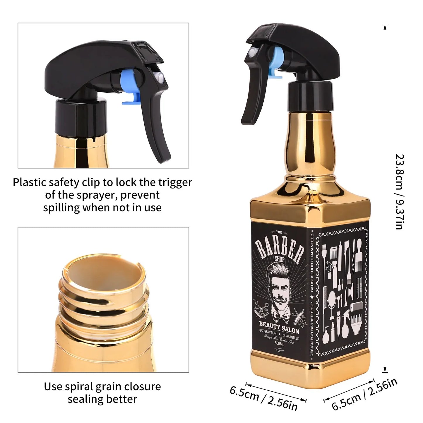 Hairdressing Spray Bottle Water Sprayer Retro Whiskey Oil Head Watering Can Styling Tools