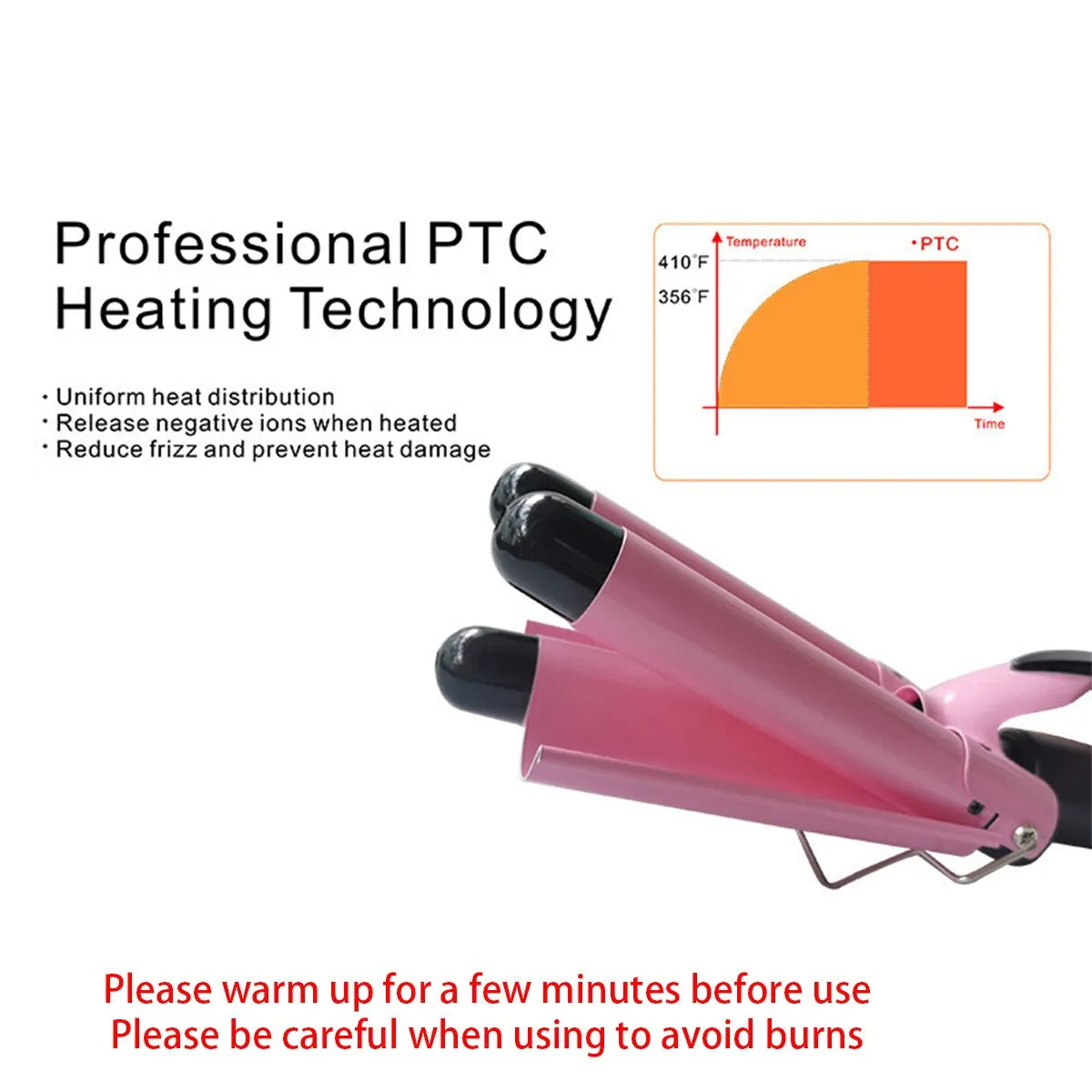 Professional Ceramic Three Tube Curler Portable Beach Wave Water Ripple Shaped Curler Portable Lazy Curler DIY Hairstyle Tool