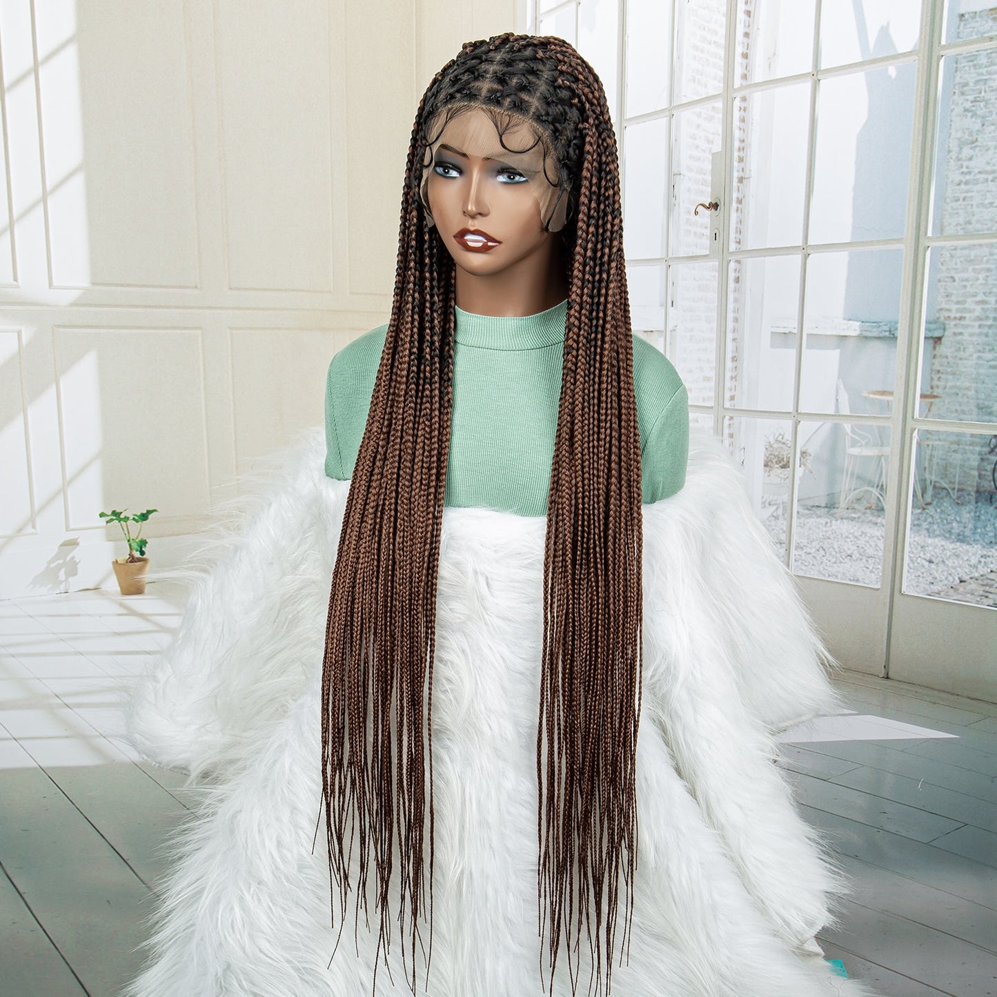 Knotless Cornrow Lace Box Braided Full Lace Synthetic Wigs - Supreme Lush Hair