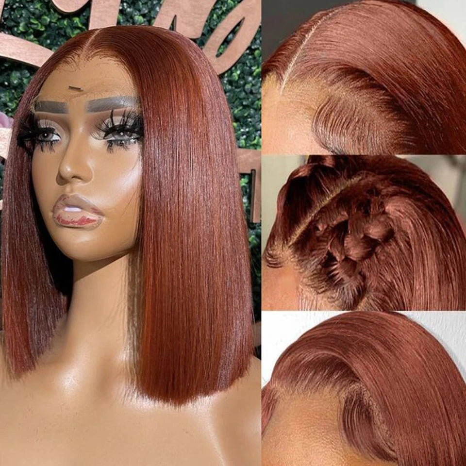 Short Peruvian Straight Bob Lace Front Human Hair