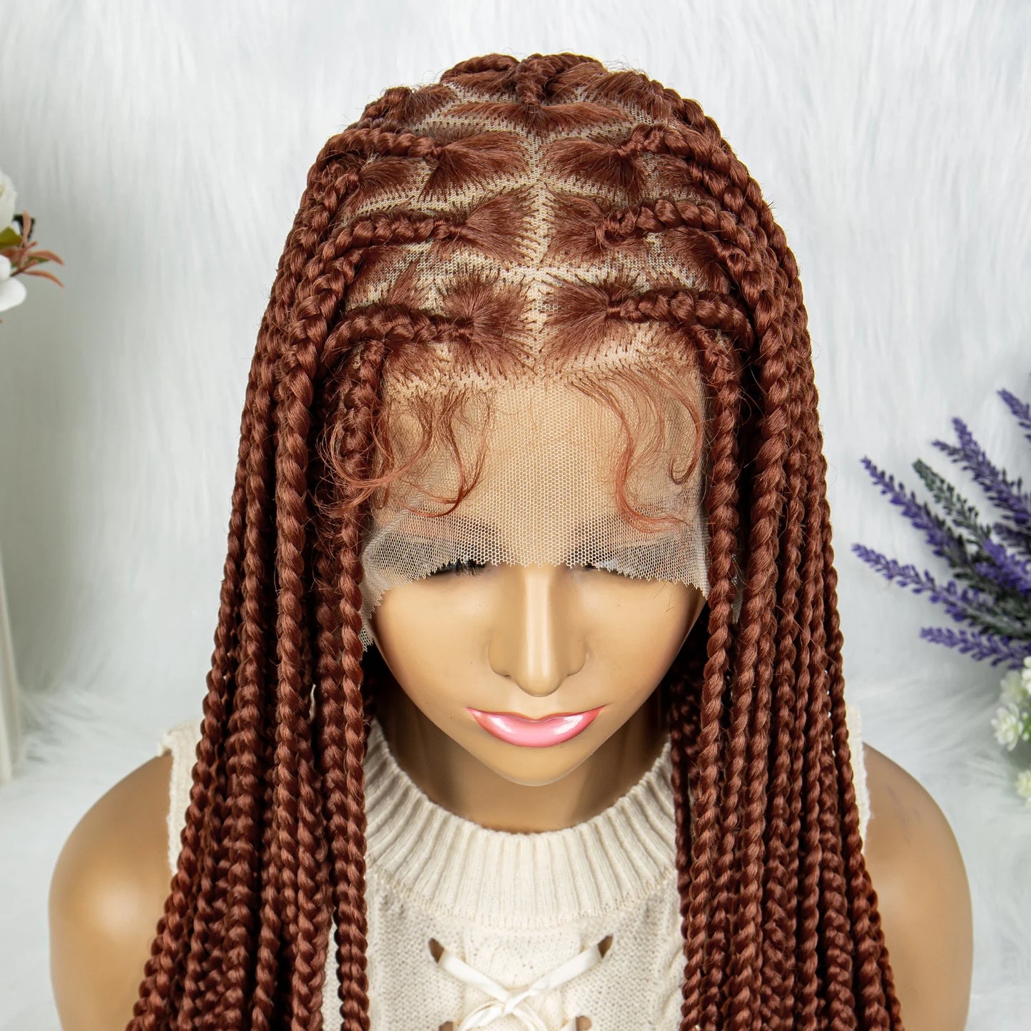 Lace Braided Crochet Knotless Box Cornrow With Beads