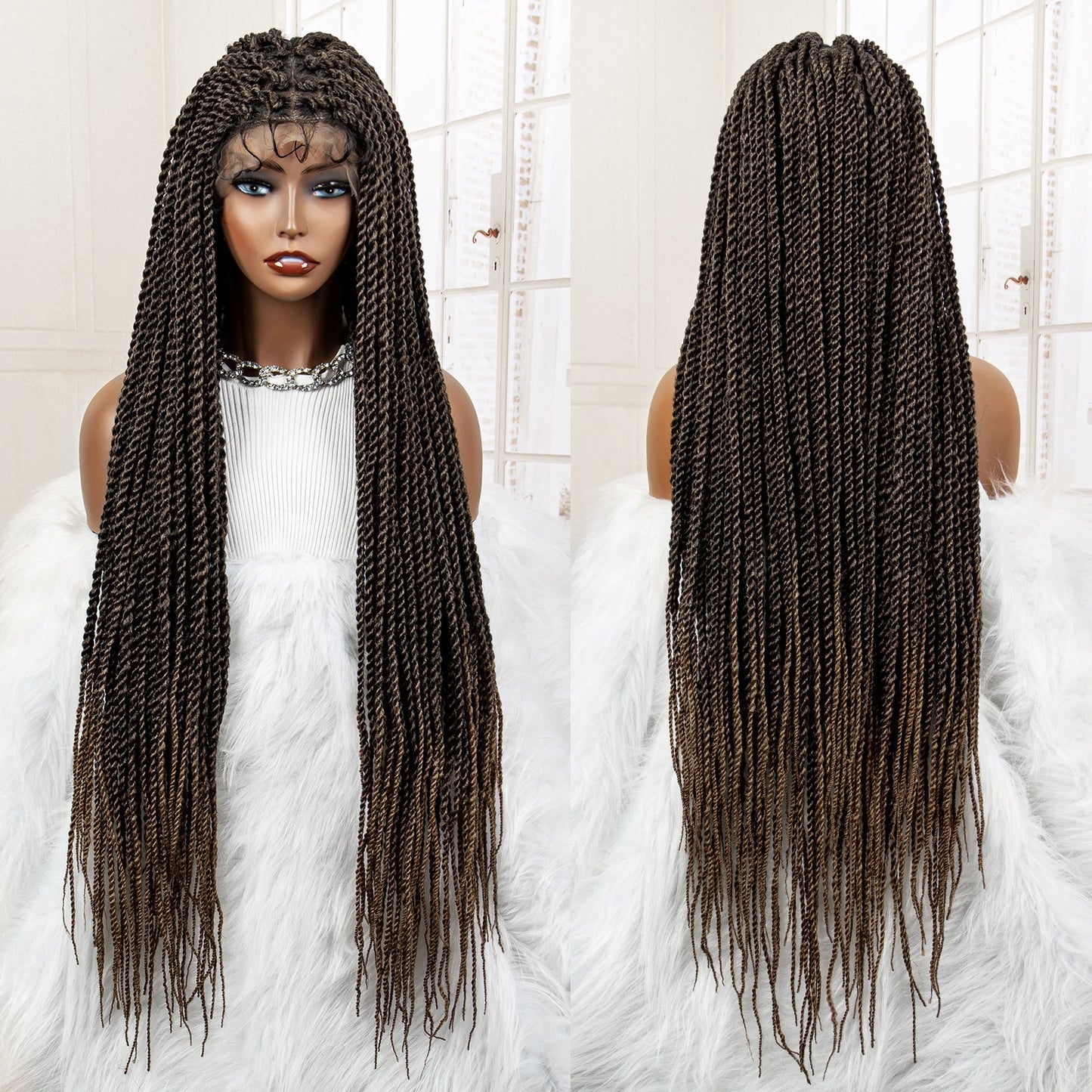 Twist Braided Synthetic Full Lace Frontal Pre Plucked with Baby - Supreme Lush Hair
