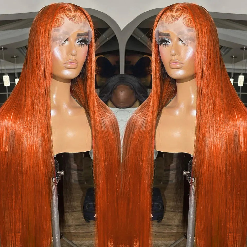 Ginger Orange 13x6 Lace Front Wigs Human Hair Bone Straight - Supreme Lush Hair