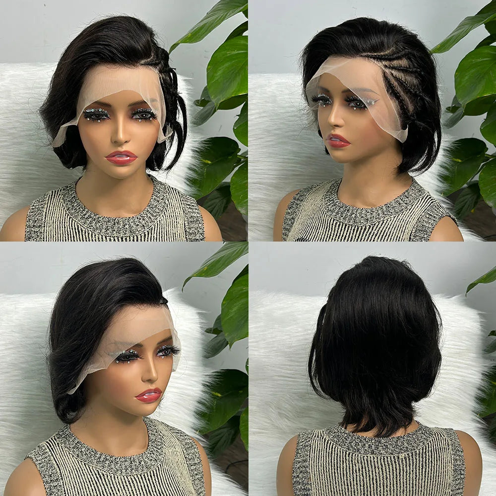 Pixie Cut Braids Lace Frontal Short Bob Brazilian Hair Wig