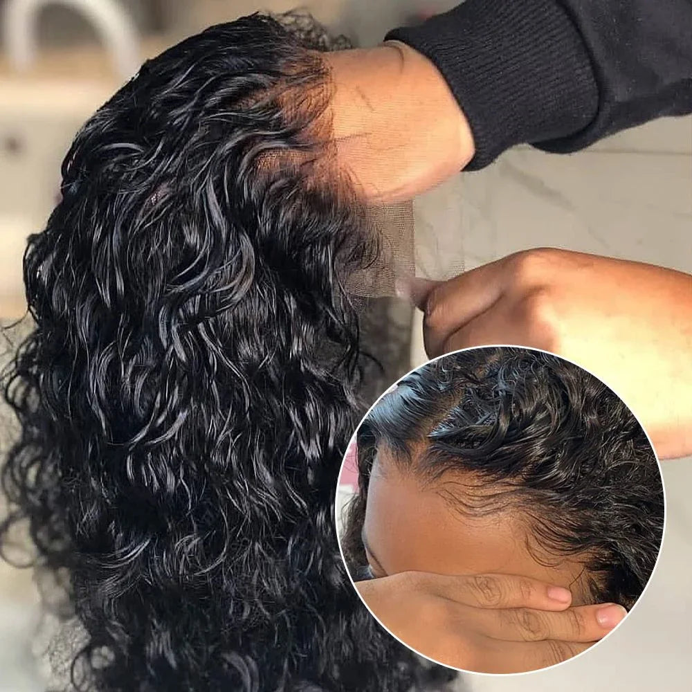 Deep Wave Short Bob T Part Lace Frontal Wig Human Hair Pre plucked Baby Hair