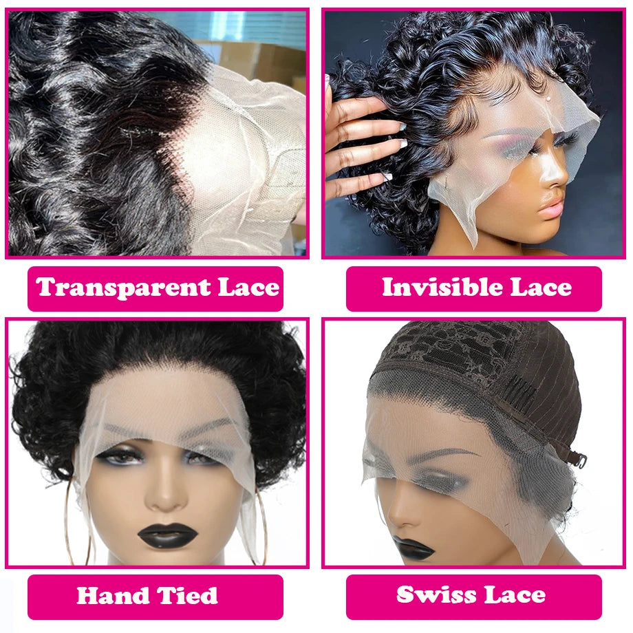 Pixie Cut Short Bob Curly Human Hair