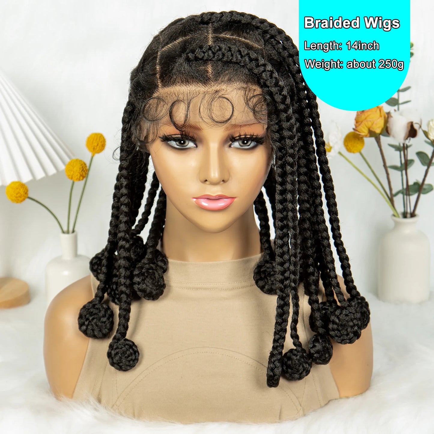 Full Lace Knotless Chunky Bantu Box Braided Wigs