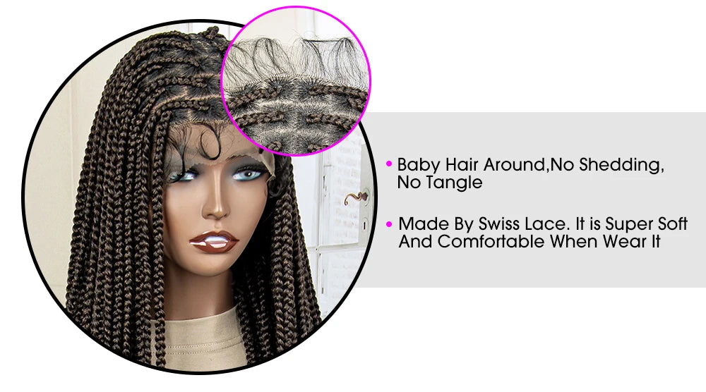 Synthetic Knotless Braided with Baby Hair Lace Frontal