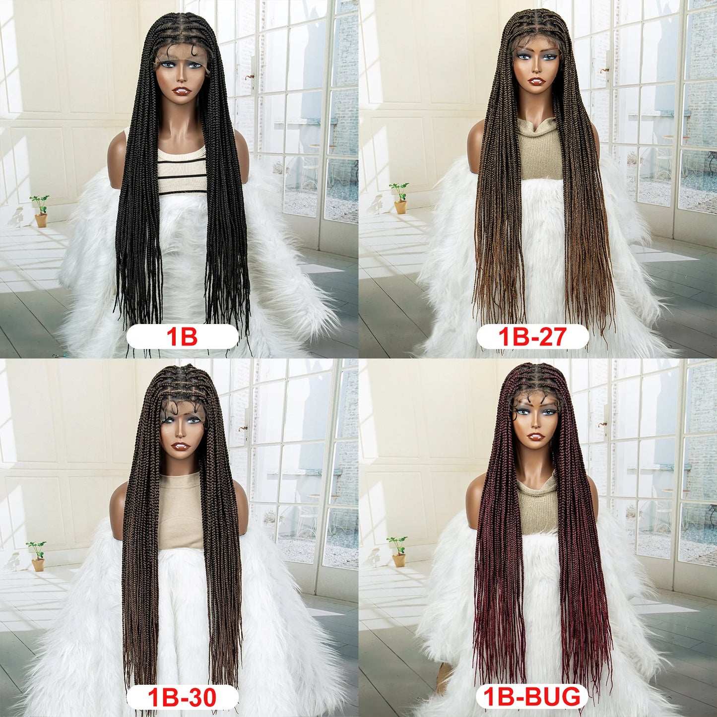 Synthetic Knotless Braided with Baby Hair Lace Frontal