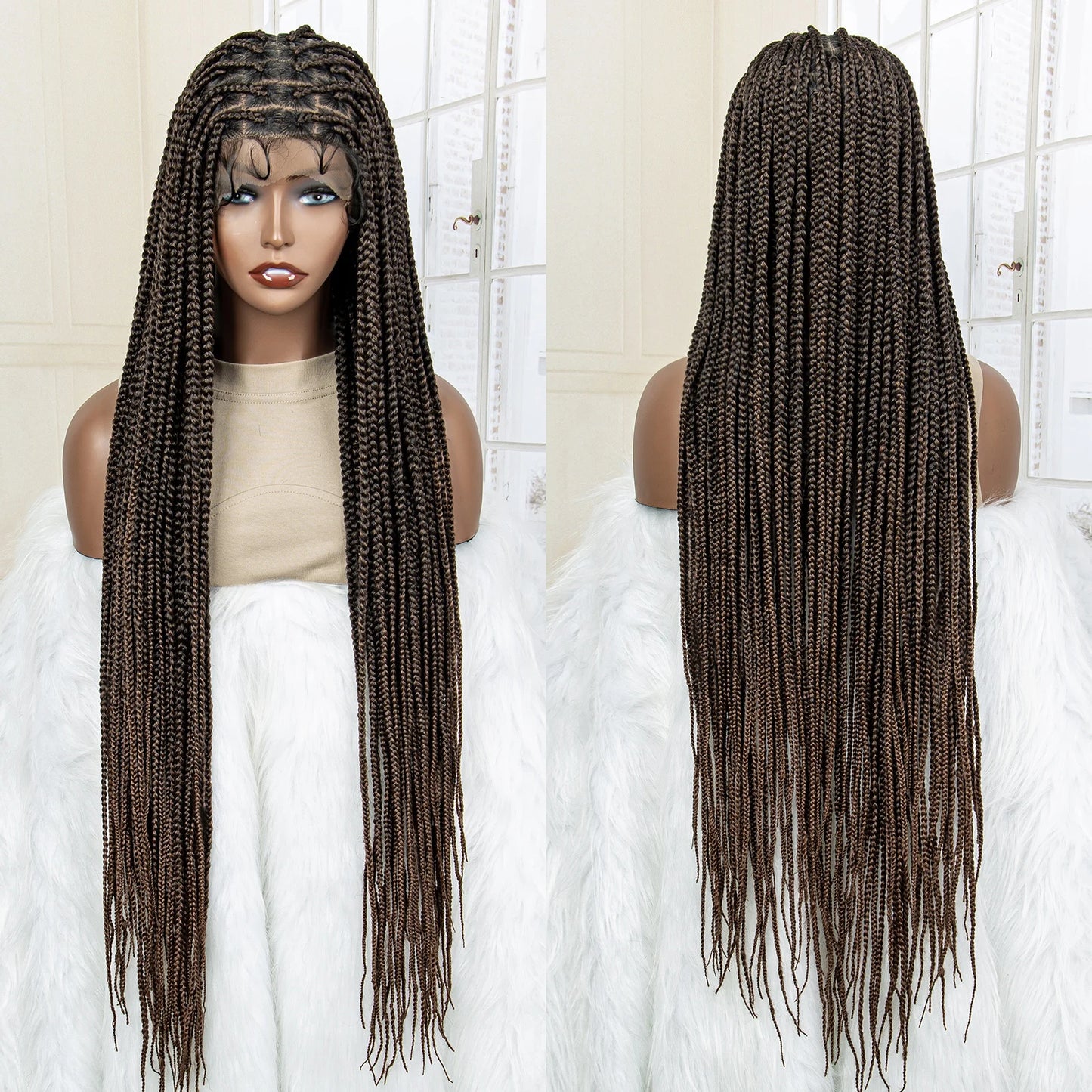 Synthetic Knotless Braided with Baby Hair Lace Frontal