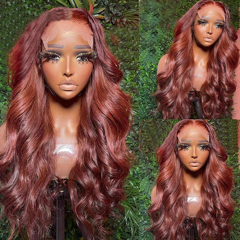 Reddish Brown Body Wave Lace Front Pre Plucked Closure Wig