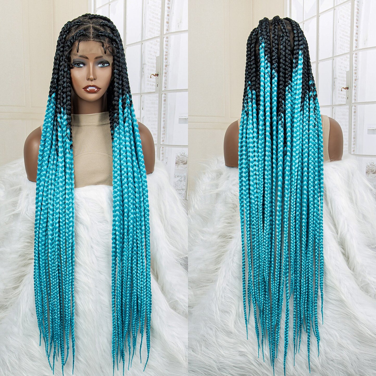 Synthetic Big Knotless Full Lace Braided Wigs - Supreme Lush Hair