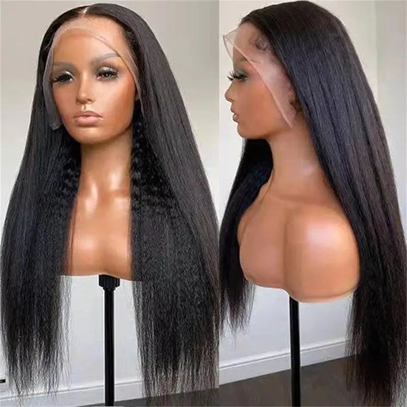 Kinky Straight Lace Frontal Pre Plucked With Baby Hair Bleached Knots Human Hair