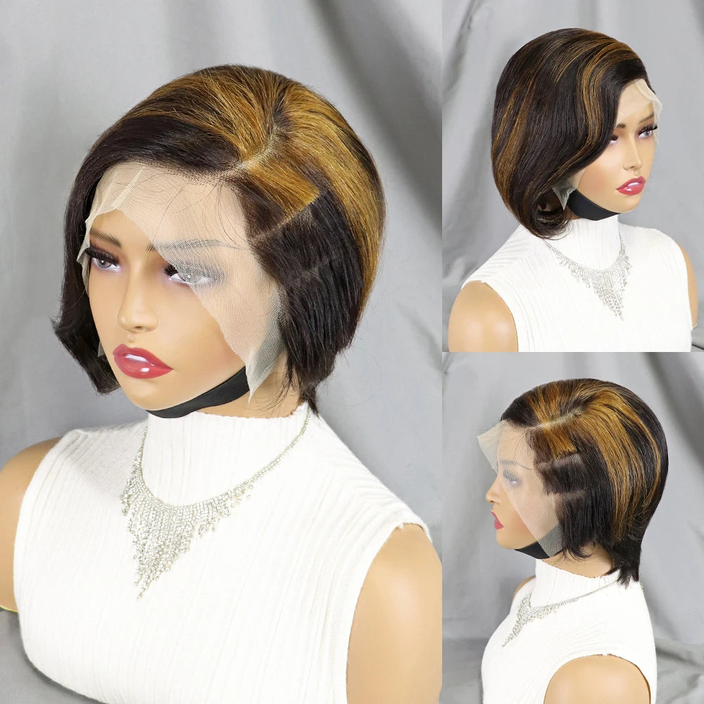 Pixie Curly 100% Human Hair Wig 13x4 Short Bob