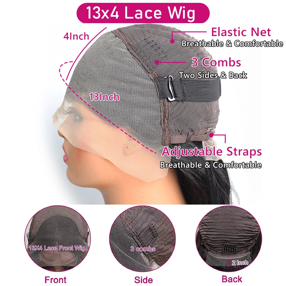Body Wave Wig Transparent Lace 100% Human Hair Beached Knots Pre Plucked Bling Remy 13x4 Lace Frontal Wig Human Hair Wigs
