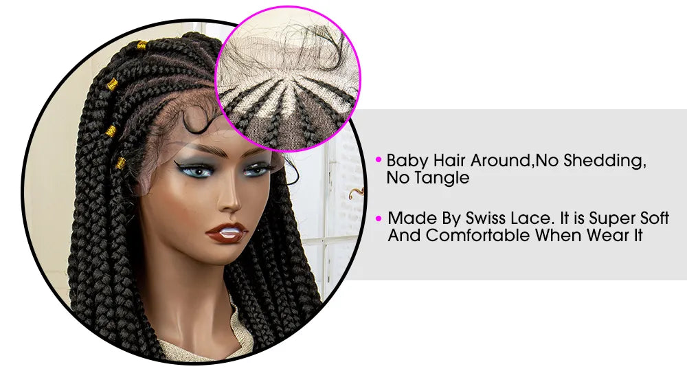 Knotless Cornrow Braids Lace Front Wigs 28 Inches Hair