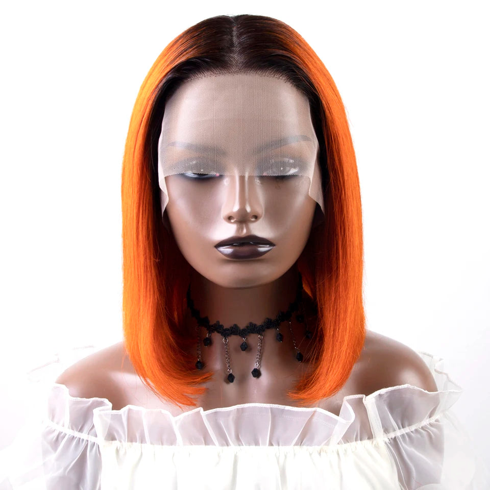 Pink Bob Short Cut Lace Front Human Hair Wigs