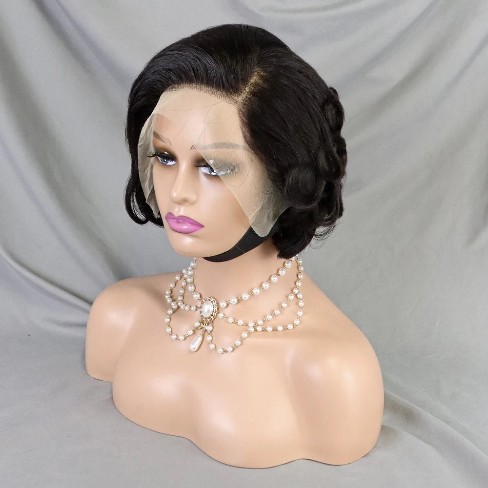 Pixie Cut Wig Short Bob Human Hair Transparent Lace Human Hair