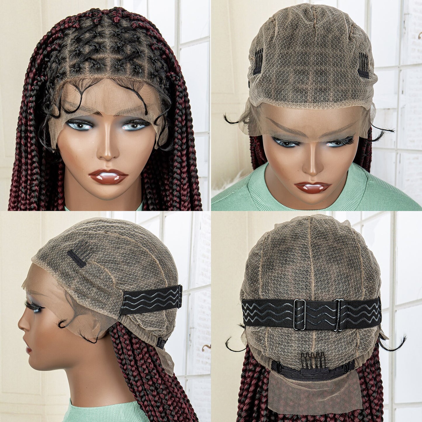 Knotless Cornrow Lace Box Braided Full Lace Synthetic Wigs - Supreme Lush Hair