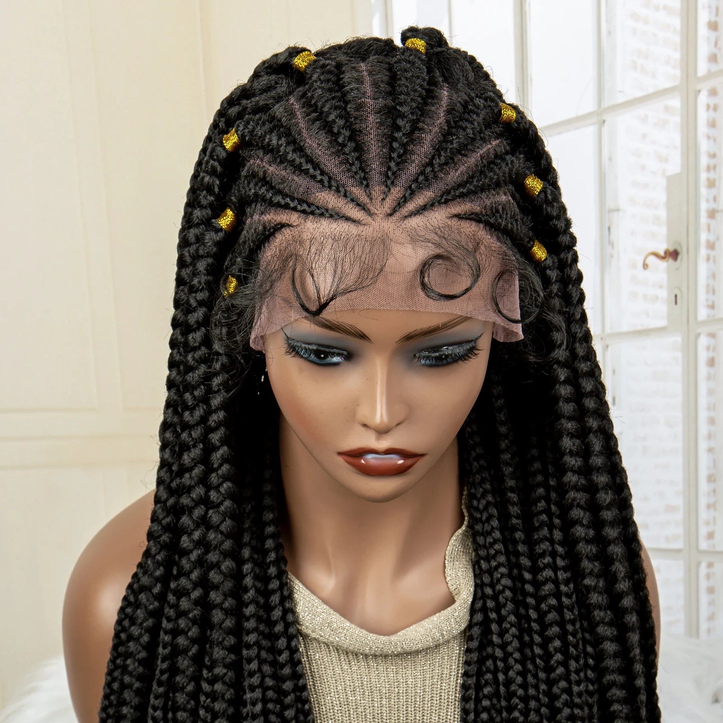 Knotless Cornrow Braids Lace Front Wigs 28 Inches Hair