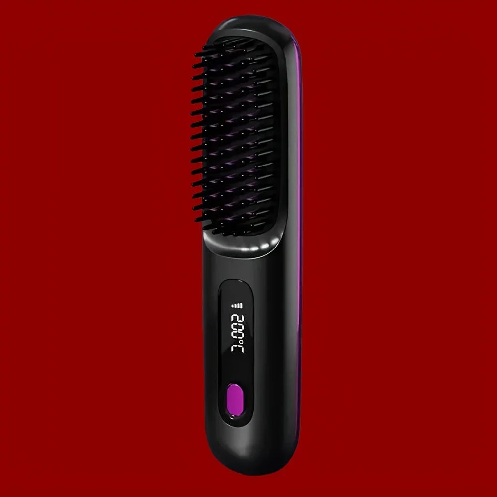 Wireless Hair Straightener Brush Ceramic Heating
