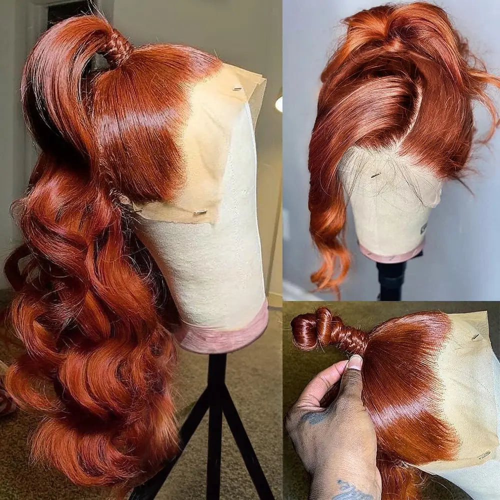 Reddish Brown Body Wave Lace Front Pre Plucked Closure Wig