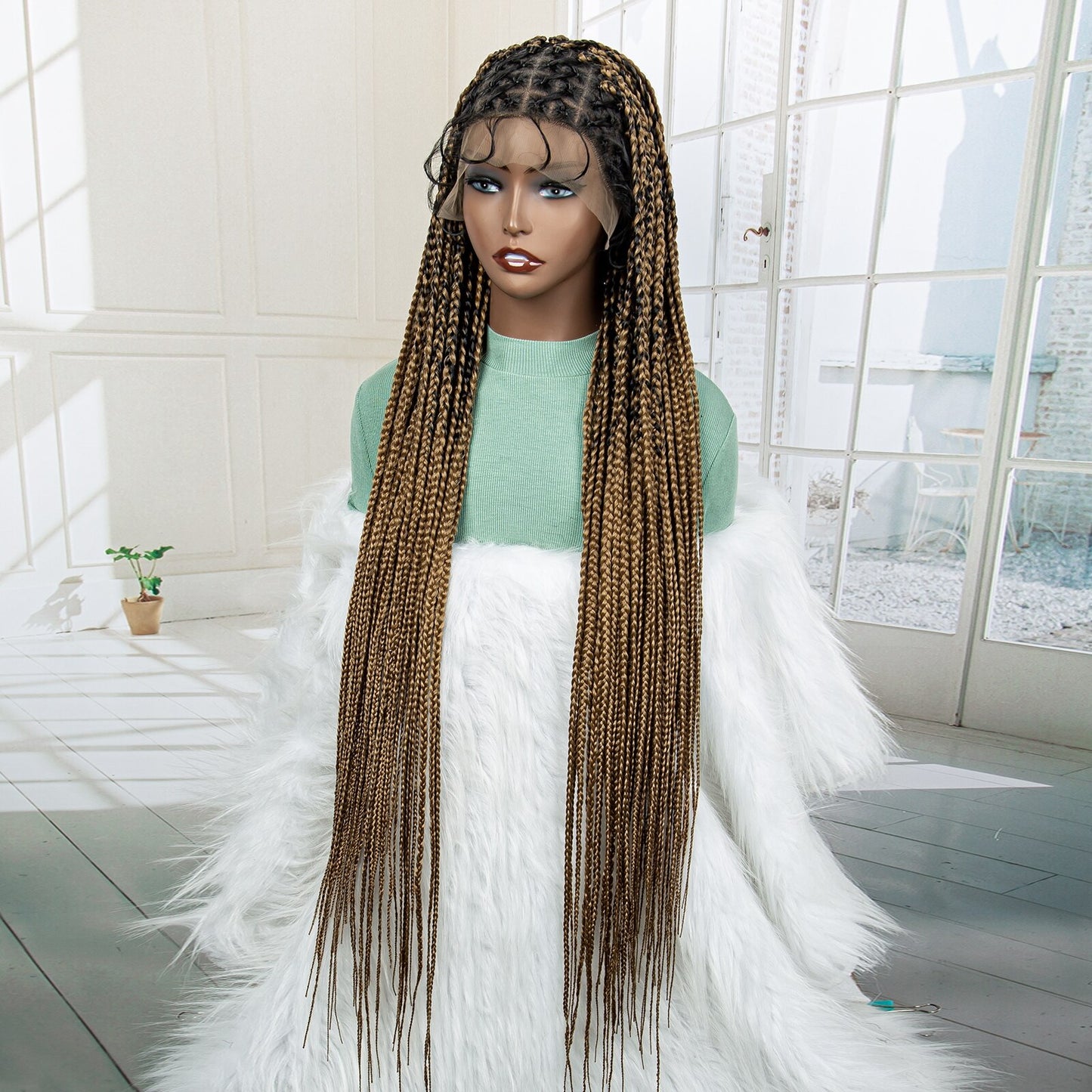 Knotless Cornrow Lace Box Braided Full Lace Synthetic Wigs - Supreme Lush Hair
