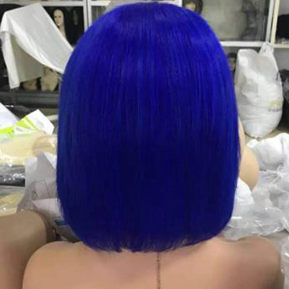 Coloured Short Bob Lace Front Human Hair Wigs Pre Plucked Brazilian Straight Bob Wig
