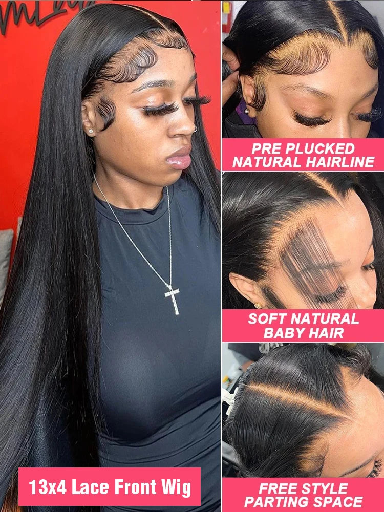 Pre plucked Glueless Straight 13x6 HD Human Hair Wigs