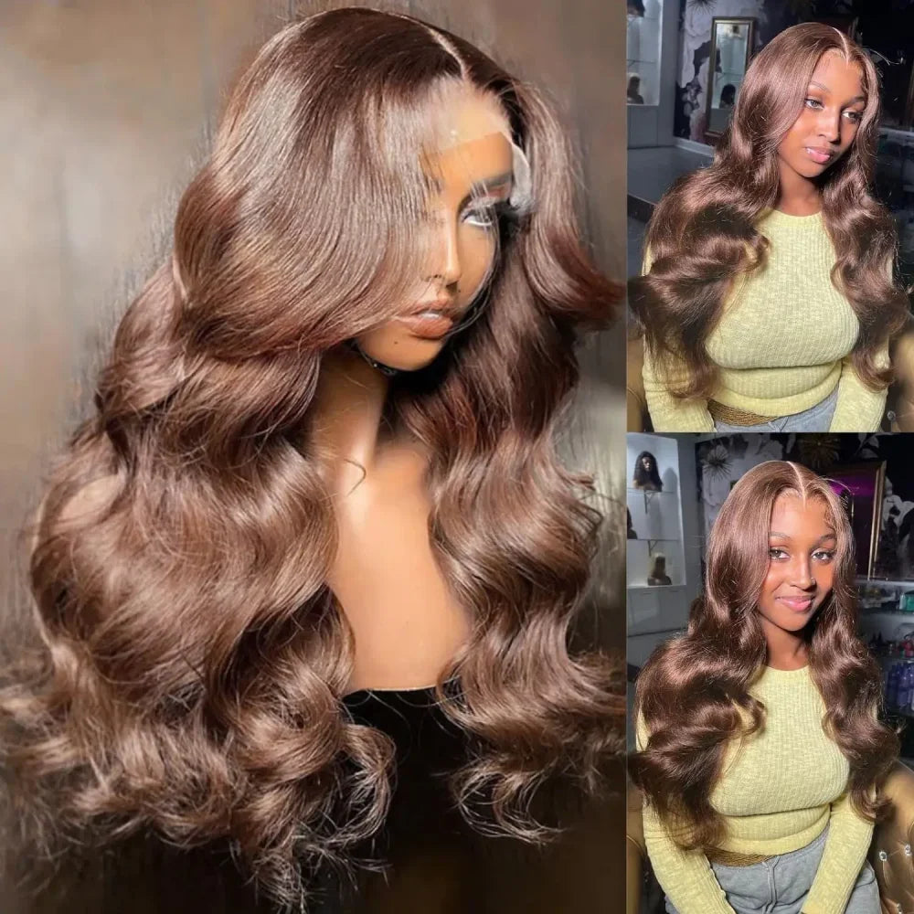 Lace Frontal Body Wave Chocolate Brown #4 Colored Frontal Human Hair