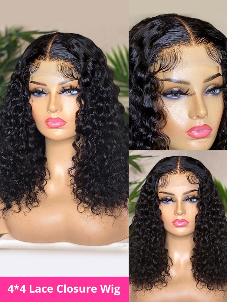 Curly 13x4 Short Bob Wigs 13x4 Lace Frontal Human Hair Wigs Lace Closure n Transparent 5*1 Lace - Supreme Lush Hair