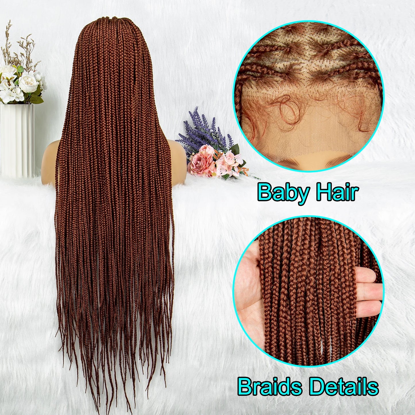 Synthetic Transparent HD Full Lace Braided Wigs Knotless Box Cornrow