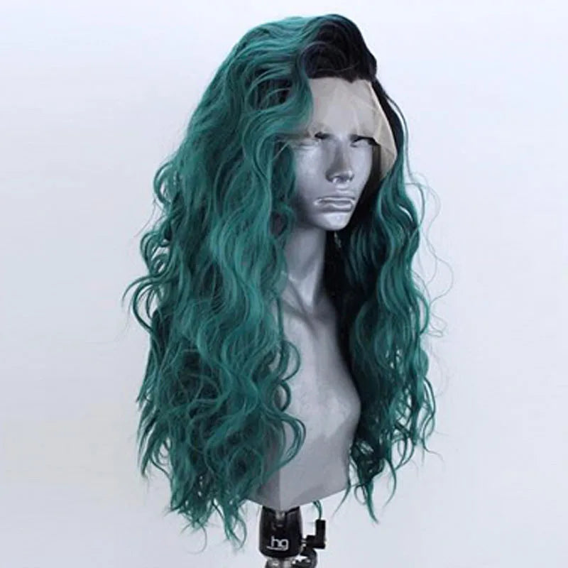 Green Synthetic Lace Front Natural Wave Wigs f - Supreme Lush Hair