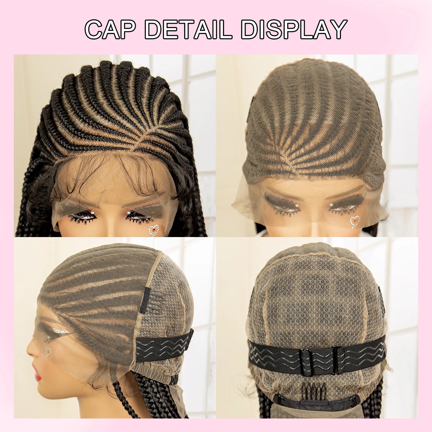 Full Lace Cornrow Long Box Braids Wig with Baby Hair