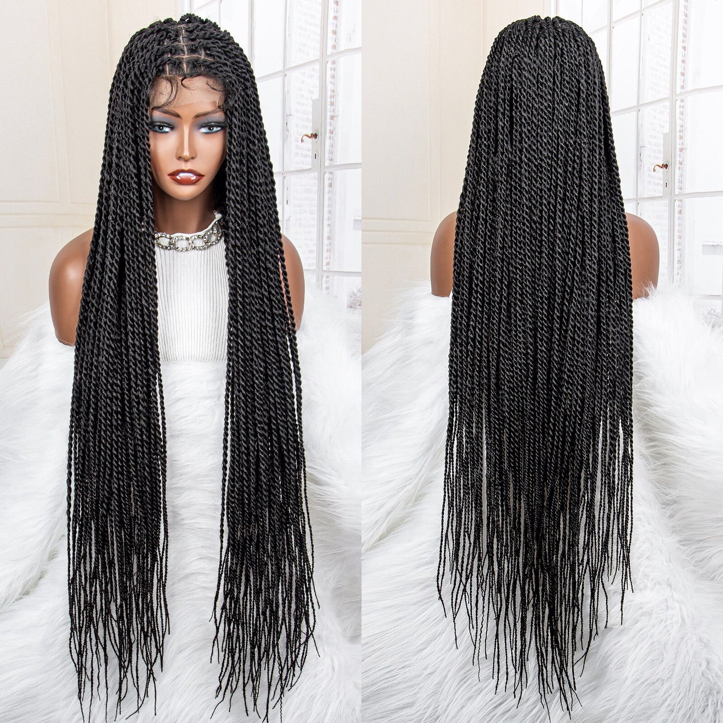 Twist Braided Synthetic Full Lace Frontal Pre Plucked with Baby - Supreme Lush Hair
