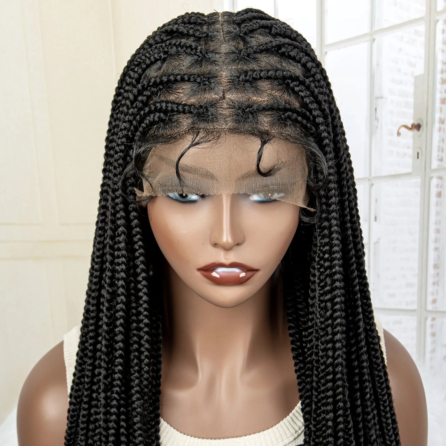 Synthetic Knotless Braided with Baby Hair Lace Frontal