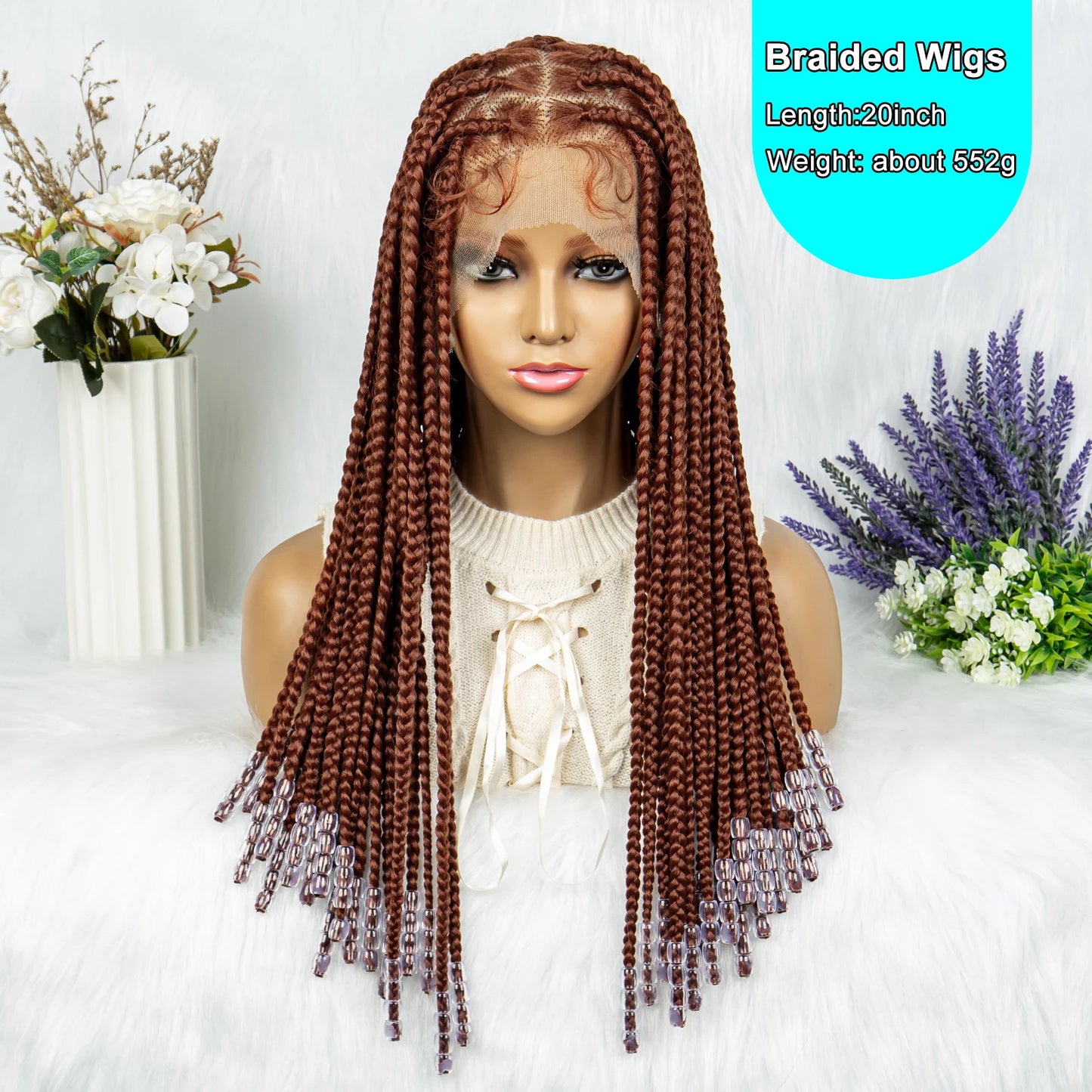 Lace Braided Crochet Knotless Box Cornrow With Beads