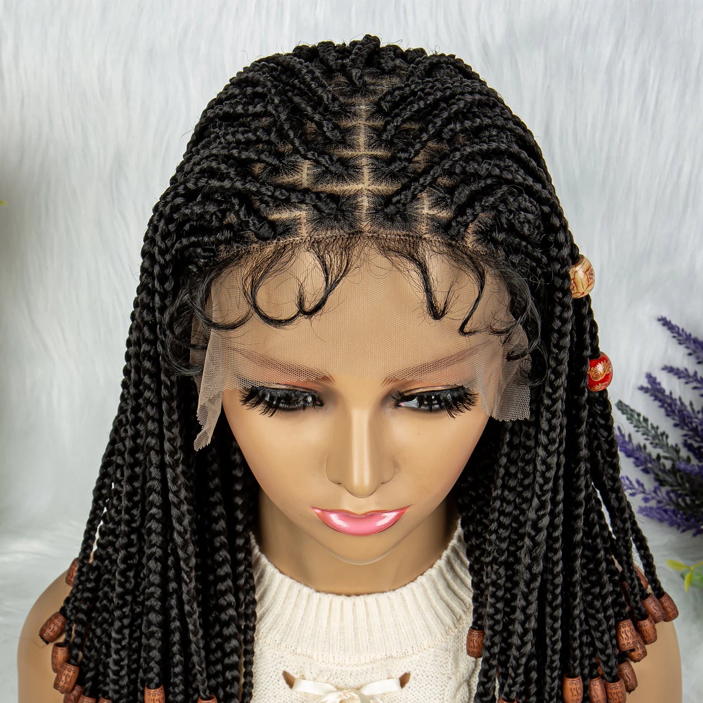 Lace Front Braided Synthetic Braids With Beads 14 inches