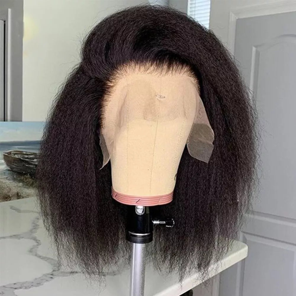 Kinky Straight Black Lace Front Short Wig - Supreme Lush Hair