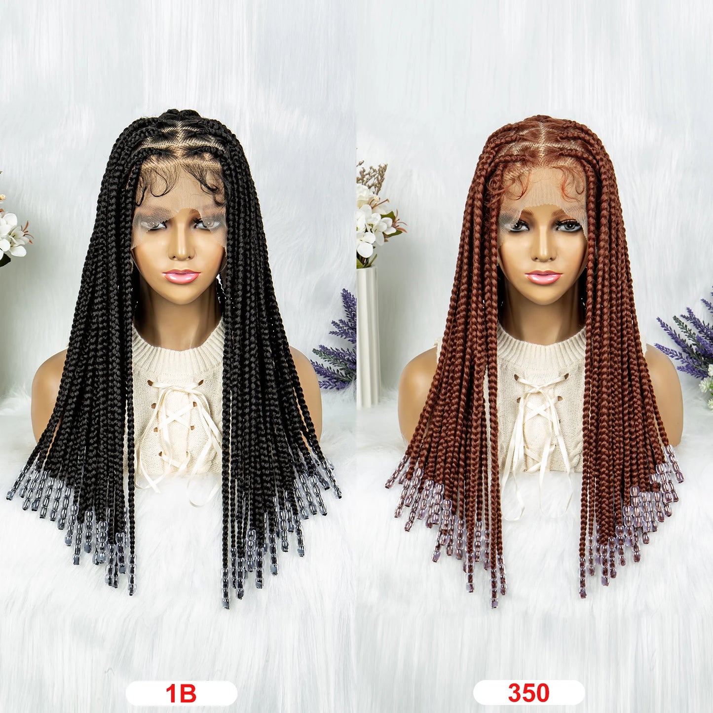 Lace Braided Crochet Knotless Box Cornrow With Beads