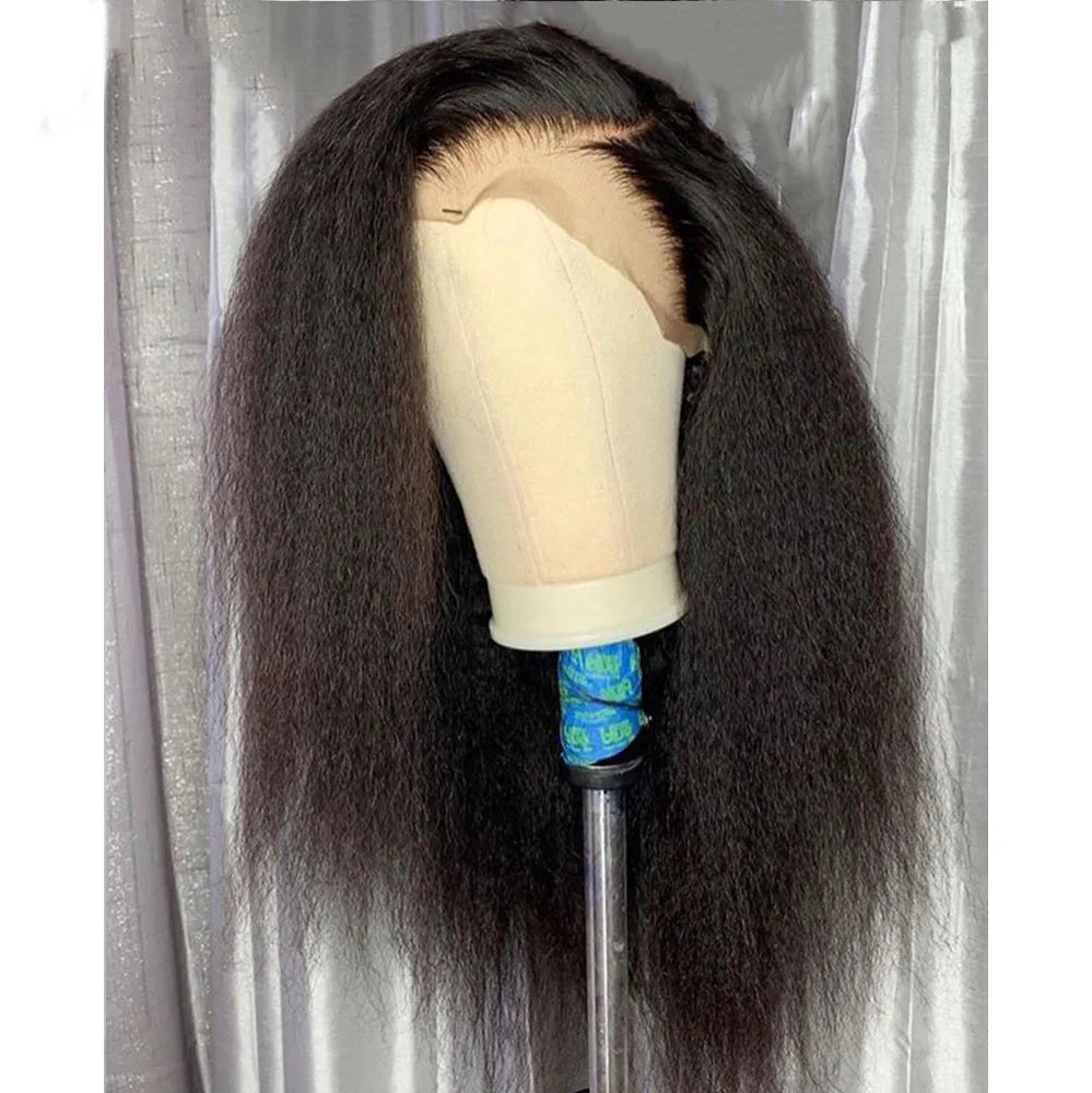 Kinky Straight Black Lace Front Short Wig - Supreme Lush Hair