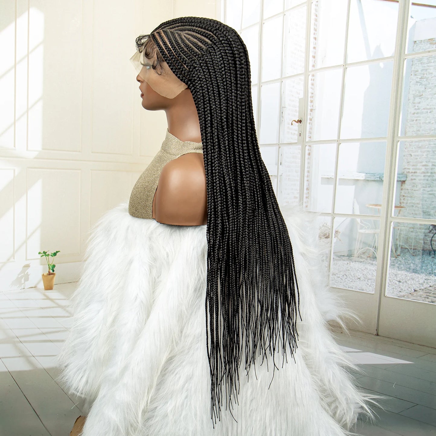 Lace Frontal Afro Synthetic Braided Cornrow Wigs