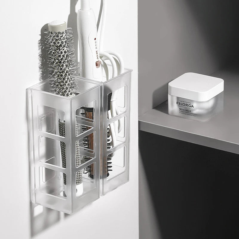 Wall Mounted Holder Hair Dryer Holders Hair Curler Stick Storage Box Hollow Bathroom Shelves Hairdressing Tools Organizer